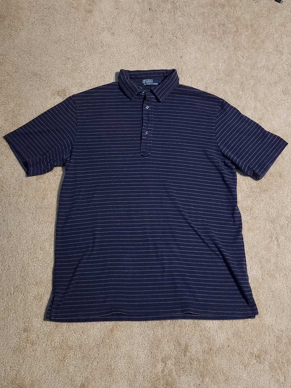 Men's Navy Stripe Polo Shirt